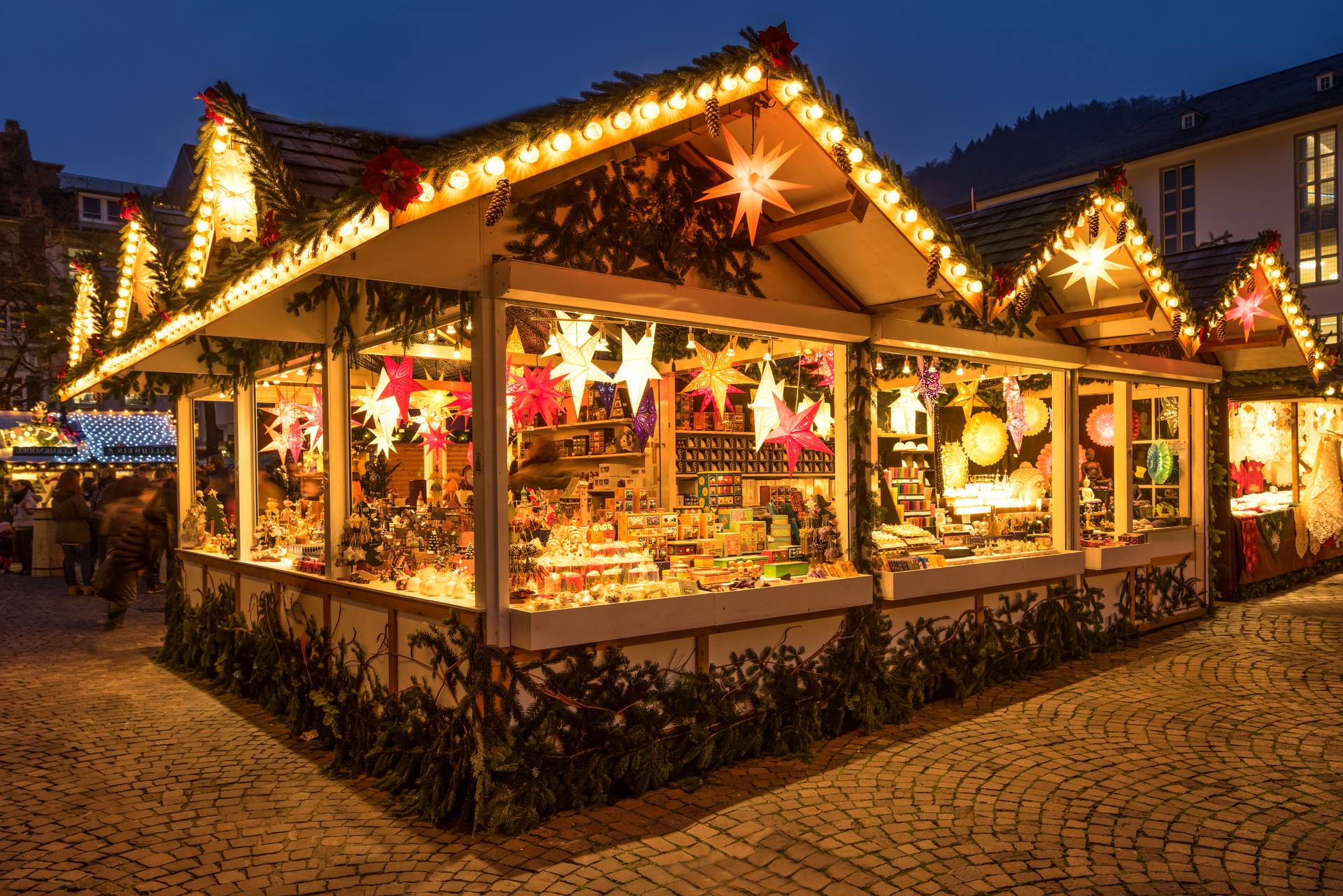 Christmas market wooden huts